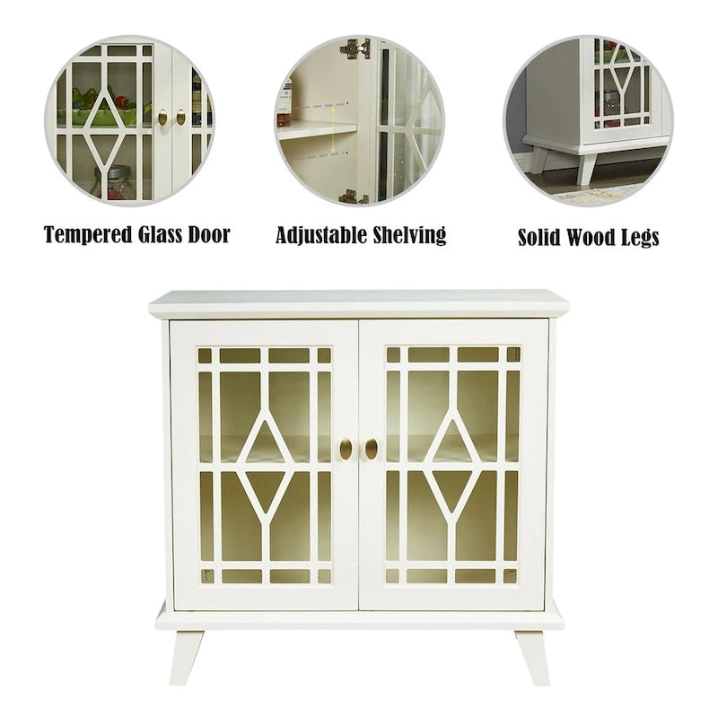 Meuble de rangement avec étagère, buffet blanc pour salon