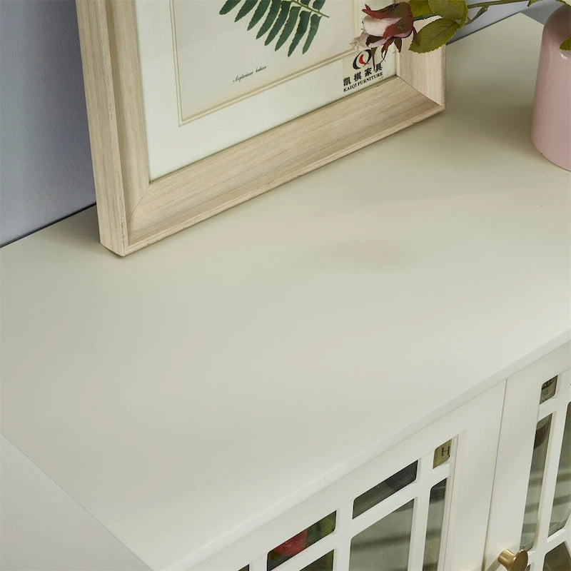 Meuble de rangement avec étagère, buffet blanc pour salon