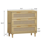Armoire de rangement en rotin à 3 tiroirs (lot de 2)