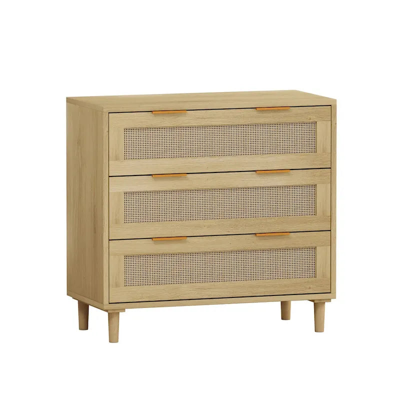 Armoire de rangement en rotin à 3 tiroirs (lot de 2)