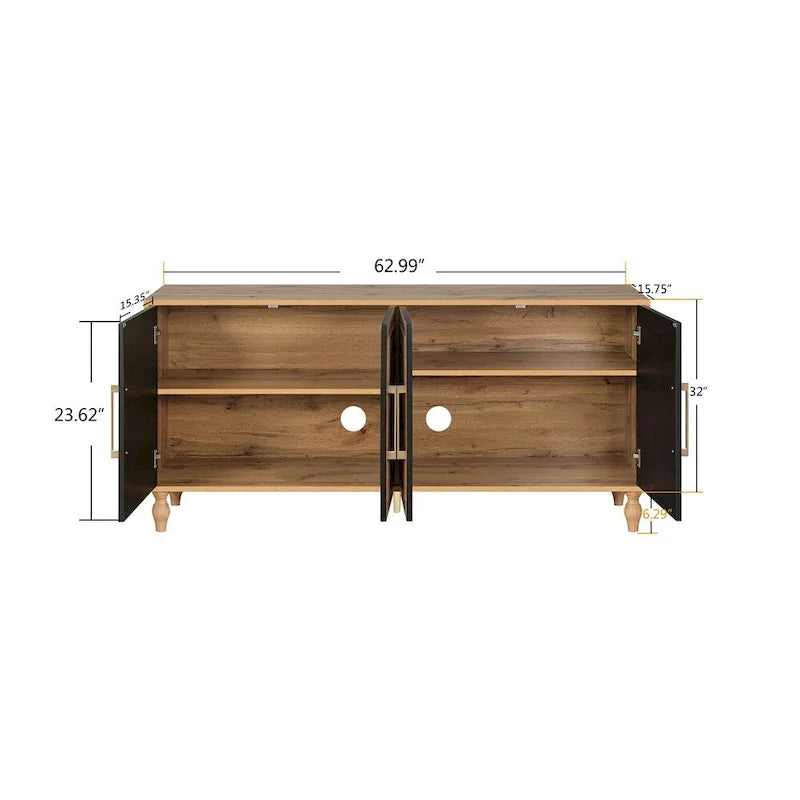 Grand meuble de rangement avec porte à motif floral sculpté et poignée en métal