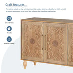 Grand meuble de rangement avec porte à motif floral sculpté et poignée en métal