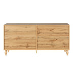 Grand meuble de rangement avec porte à motif floral sculpté et poignée en métal