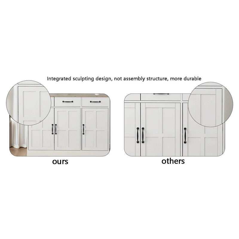 Buffet de style campagnard avec 2 tiroirs et 4 portes