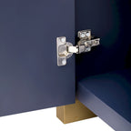 Meuble à quatre portes d'angle arrondies avec panneaux ondulés et étagères réglables, idéal pour un bureau, un salon ou une entrée.