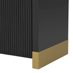 Meuble à quatre portes d'angle arrondies avec panneaux ondulés et étagères réglables, idéal pour un bureau, un salon ou une entrée.