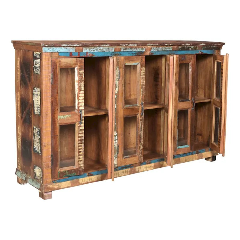 Buffet Lexington à 6 portes en verre, multicolore recyclé