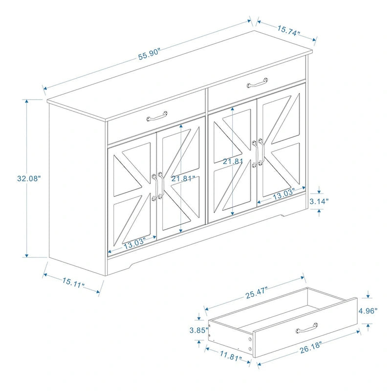 Buffet de style campagnard grand format (55,91 €)