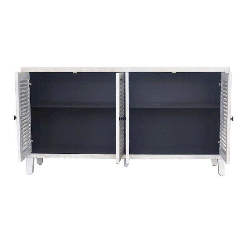 Meuble d'appoint à 4 portes à persiennes, buffet en bois