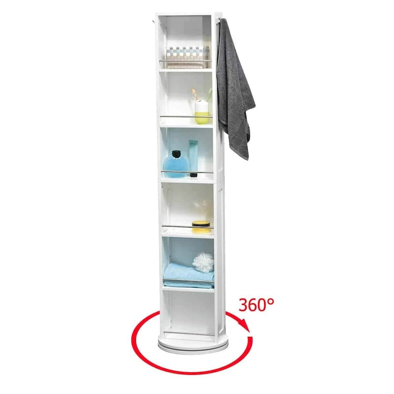 Armoire de rangement pivotante avec miroir pleine longueur et rotation à 360° - 169 cm (H) x 30,5 cm (L) x 36,5 cm (diamètre de la base)