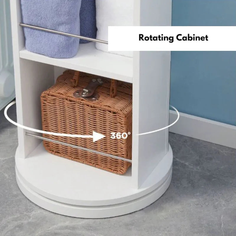 Armoire de rangement pivotante avec miroir pleine longueur et rotation à 360° - 169 cm (H) x 30,5 cm (L) x 36,5 cm (diamètre de la base)