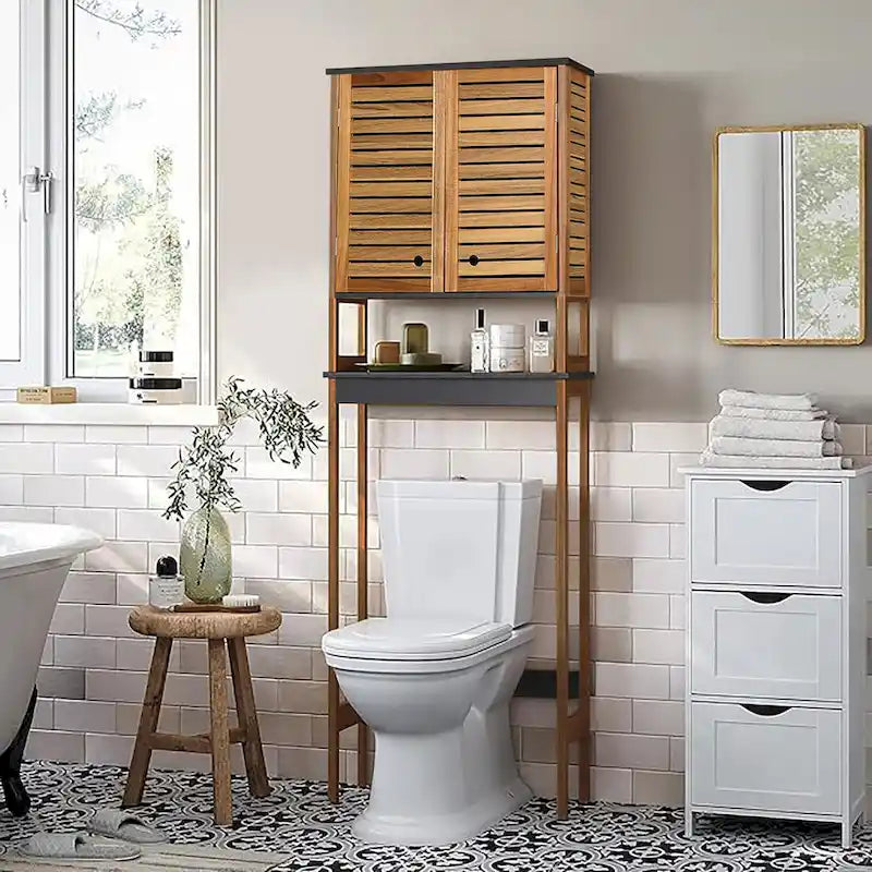 Armoire de rangement à installer au-dessus des toilettes, avec portes à double ventilation - 69 cm (H) x 24 cm (L) x 9 cm (P)