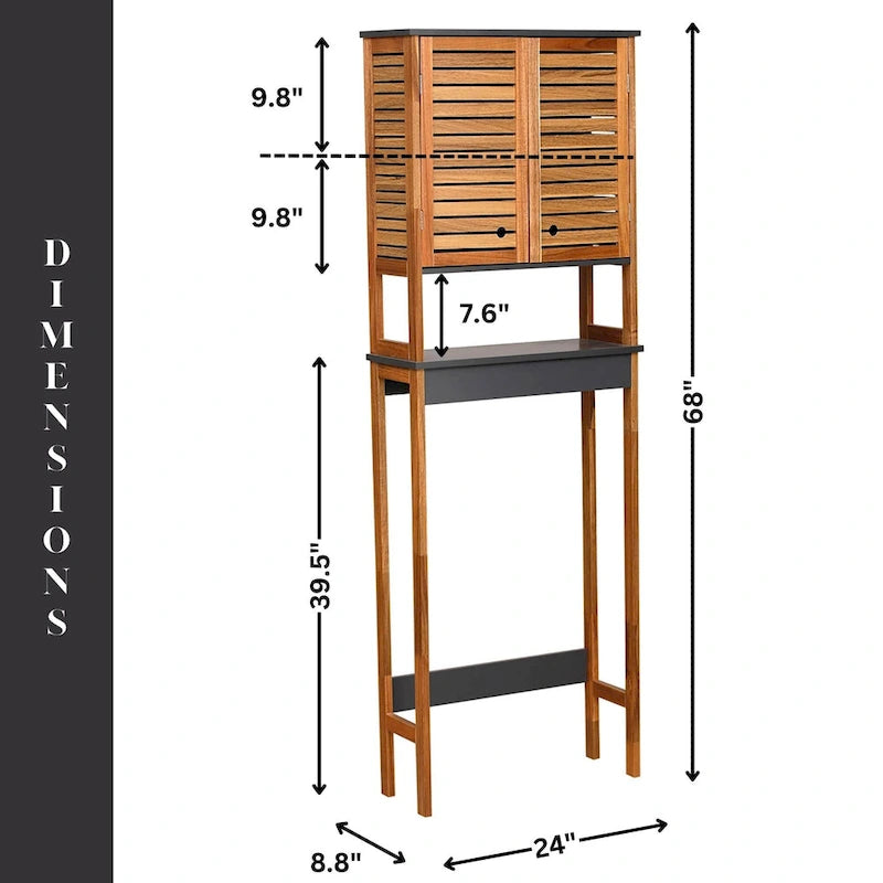 Armoire de rangement à installer au-dessus des toilettes, avec portes à double ventilation - 69 cm (H) x 24 cm (L) x 9 cm (P)