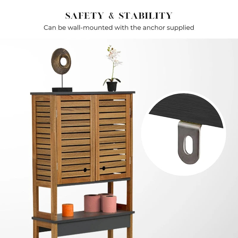 Armoire de rangement à installer au-dessus des toilettes, avec portes à double ventilation - 69 cm (H) x 24 cm (L) x 9 cm (P)