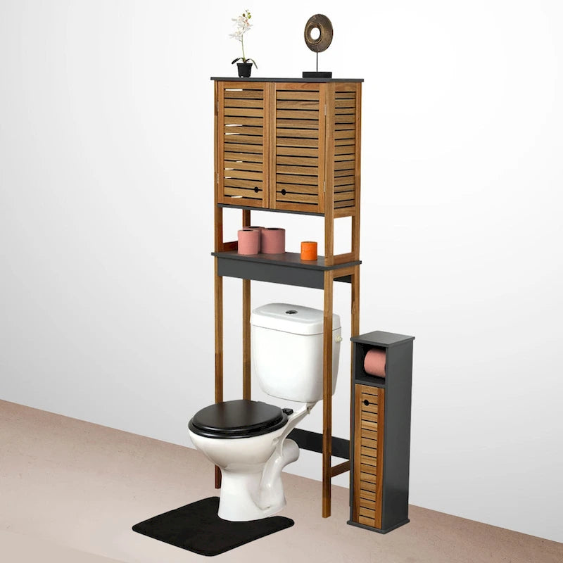 Armoire de rangement à installer au-dessus des toilettes, avec portes à double ventilation - 69 cm (H) x 24 cm (L) x 9 cm (P)