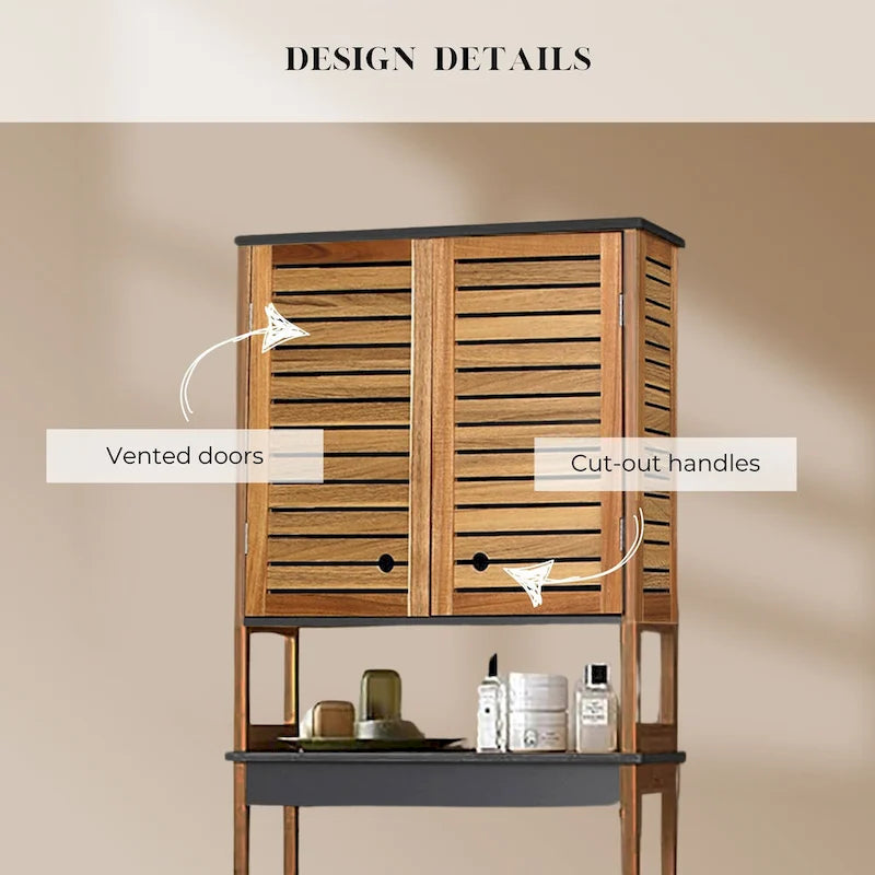Armoire de rangement à installer au-dessus des toilettes, avec portes à double ventilation - 69 cm (H) x 24 cm (L) x 9 cm (P)