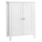 Meuble de rangement de salle de bain au sol avec double porte et étagère réglable, blanc - 60 x 30 x 80 cm