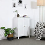 Meuble de rangement de salle de bain au sol avec double porte et étagère réglable, blanc - 60 x 30 x 80 cm