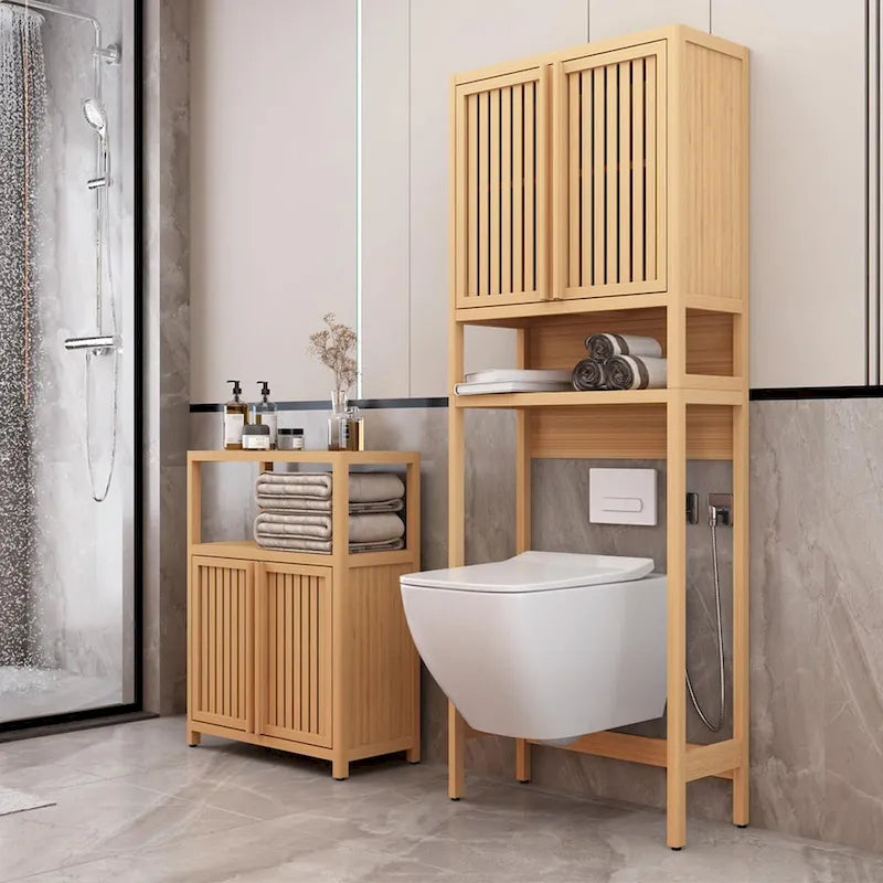 Armoire de rangement pour toilettes en bambou