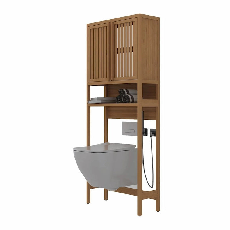Armoire de rangement pour toilettes en bambou