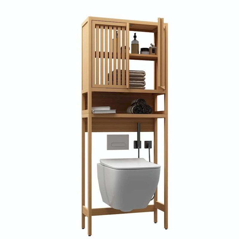 Armoire de rangement pour toilettes en bambou