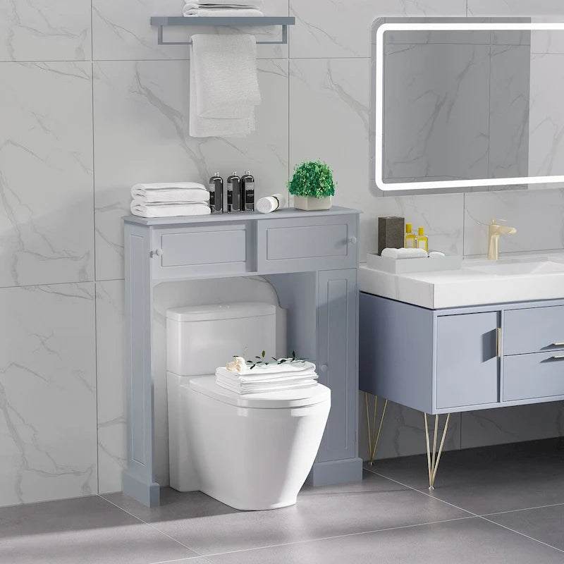 Meuble de salle de bain Kleankin à poser au-dessus des toilettes, étagère de toilette, gain de place, gris