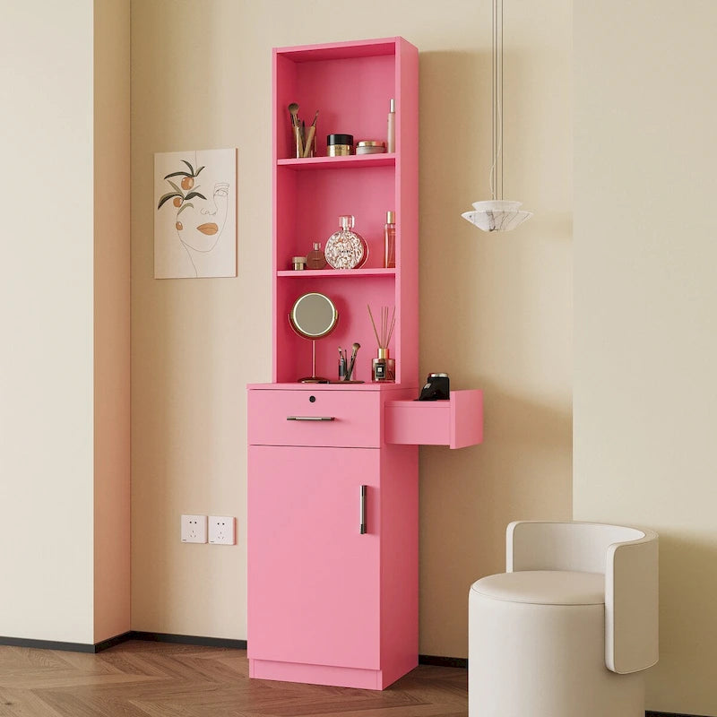 Armoire à linge autoportante en MDF avec rangements à plusieurs niveaux, 39,8 cm (L) x 180 cm (H)