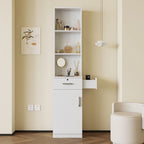 Armoire à linge autoportante en MDF avec rangements à plusieurs niveaux, 39,8 cm (L) x 180 cm (H)