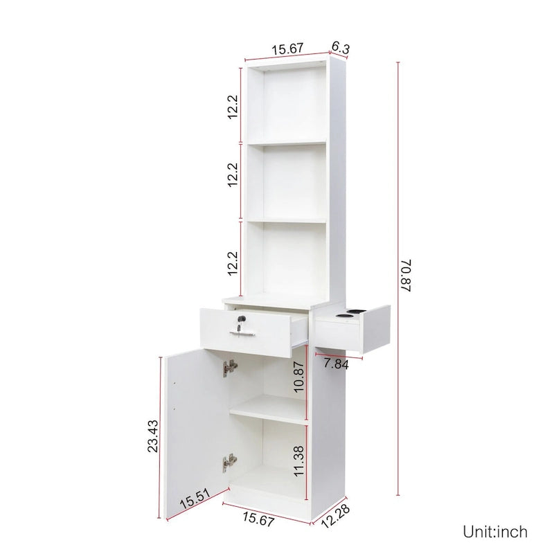 Armoire à linge autoportante en MDF avec rangements à plusieurs niveaux, 39,8 cm (L) x 180 cm (H)