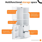 Meuble de rangement pour salle de bain avec 2 portes, 2 tiroirs, une étagère ouverte et une étagère réglable