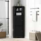 Bathroom Storage,Tall Corner Cabinet with 2 Doors and 4 Tier Shelves