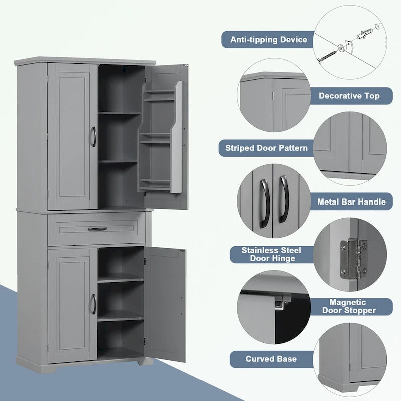 Meuble de rangement de salle de bain avec portes et tiroir