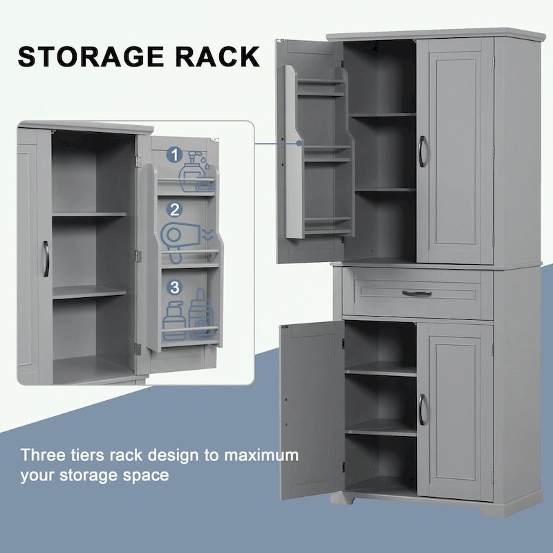 Meuble de rangement de salle de bain avec portes et tiroir