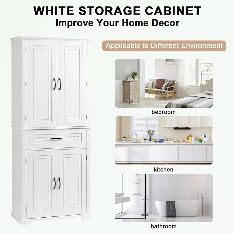 Meuble de rangement de salle de bain avec portes et tiroir