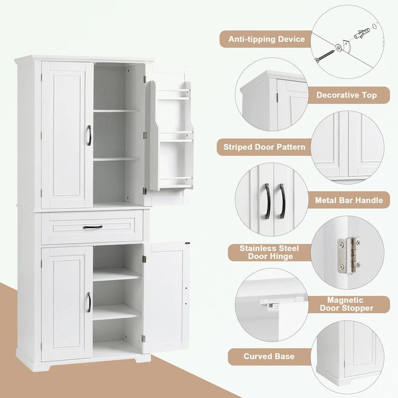 Meuble de rangement de salle de bain avec portes et tiroir