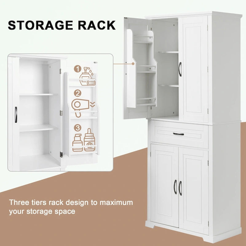 Meuble de rangement de salle de bain avec portes et tiroir