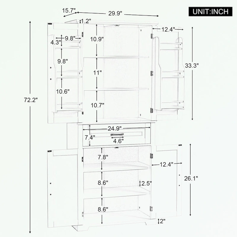 Meuble de rangement de salle de bain avec portes et tiroir