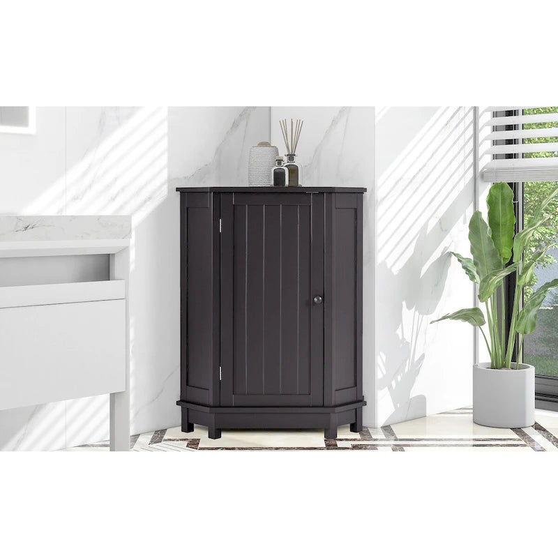 Meuble d'angle de salle de bain avec étagère réglable