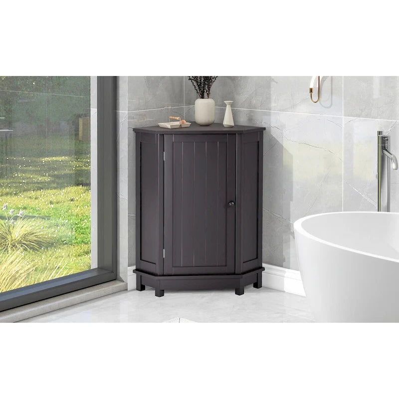 Meuble d'angle de salle de bain avec étagère réglable