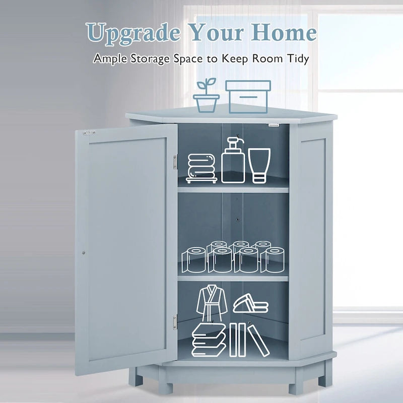 Meuble d'angle de salle de bain avec étagère réglable