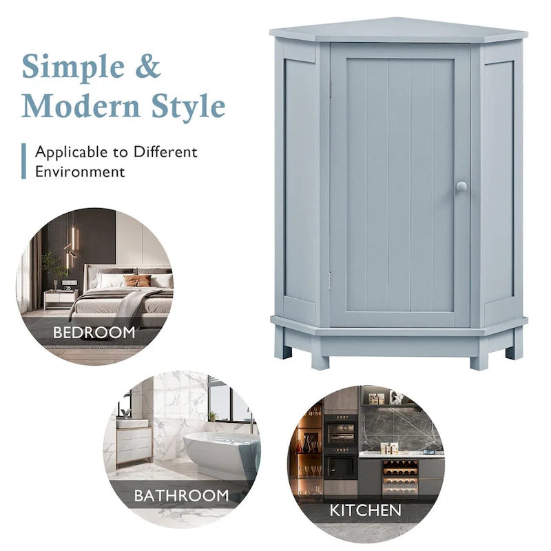 Meuble d'angle de salle de bain avec étagère réglable