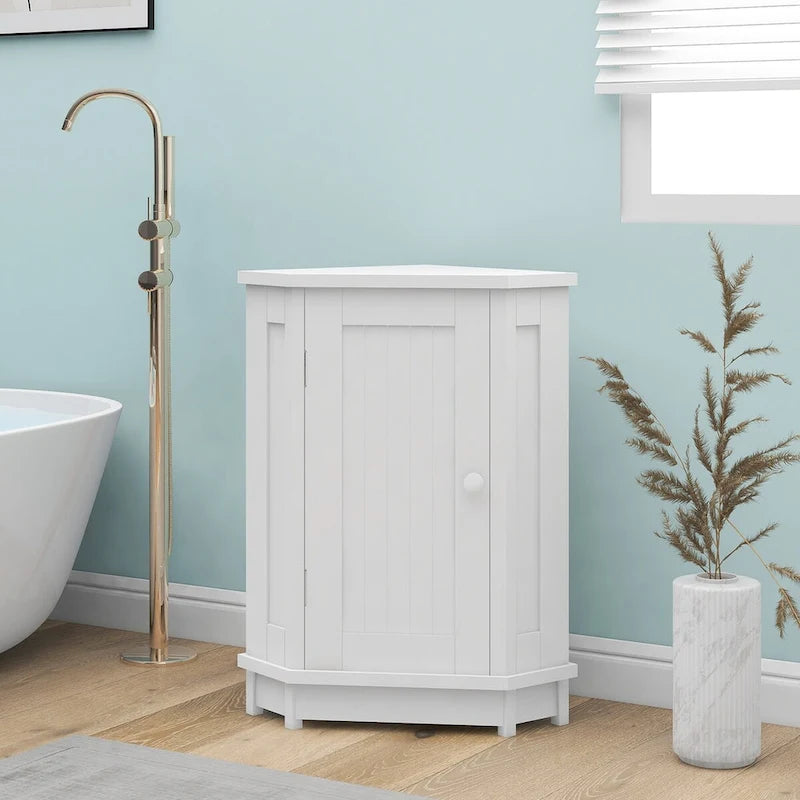Meuble d'angle de salle de bain avec étagère réglable
