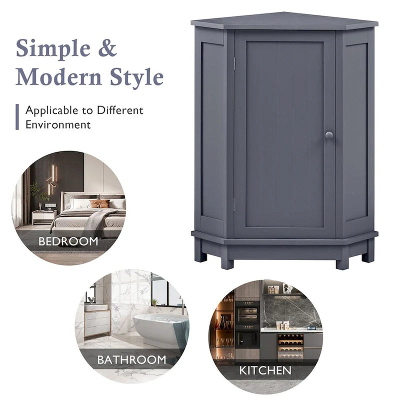 Meuble d'angle de salle de bain avec étagère réglable