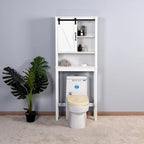 White Over-the-Toilet Wood Bathroom Storage Cabinet with Adjustable Shelves