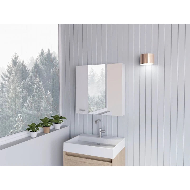 Armoire à pharmacie avec miroir Lexington, trois étagères intérieures, finition wengé noir