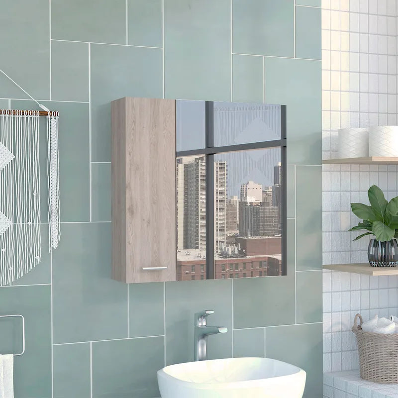 Armoire à pharmacie avec miroir Lexington, trois étagères intérieures, finition wengé noir