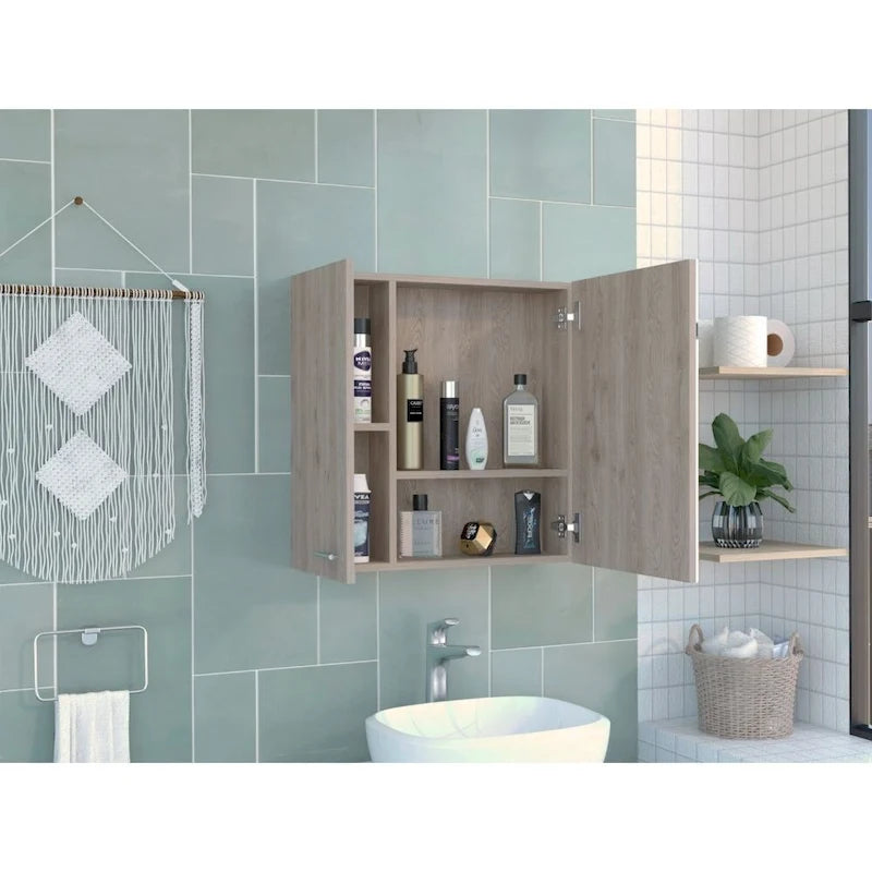 Armoire à pharmacie avec miroir Lexington, trois étagères intérieures, finition wengé noir