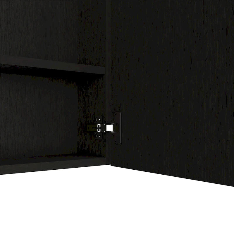 Armoire à pharmacie avec miroir Lexington, trois étagères intérieures, finition wengé noir