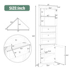 Armoire haute triangulaire à 3 tiroirs et étagères réglables pour salle de bain, cuisine ou salon - 23,00 L x 13,40 l x 68,90 H