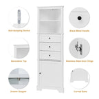 Armoire haute triangulaire à 3 tiroirs et étagères réglables pour salle de bain, cuisine ou salon - 23,00 L x 13,40 l x 68,90 H